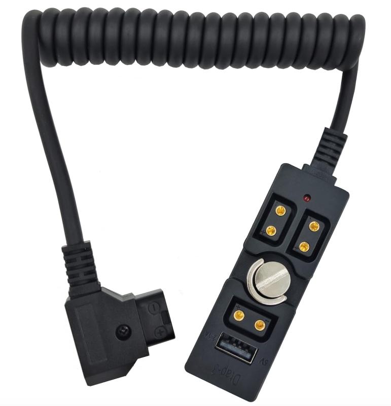 Chikoni Dタップ オス - 3ポート メス スプリッター 電源ケーブル ハブ コネクタ USBおよびインジケータライト付き An Bauer Vマウント ARRI REDカメラ TILTA Steadicam IDXバッテリーに最適、Dタップ出