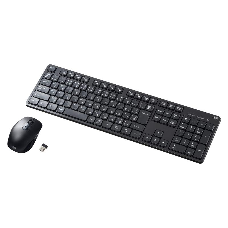 樂天商城 - サプライ(Sanwa Supply) ワイヤレス静音キーボードマウスセット(テンキーあり) SKB-WL37SETBK ブラック