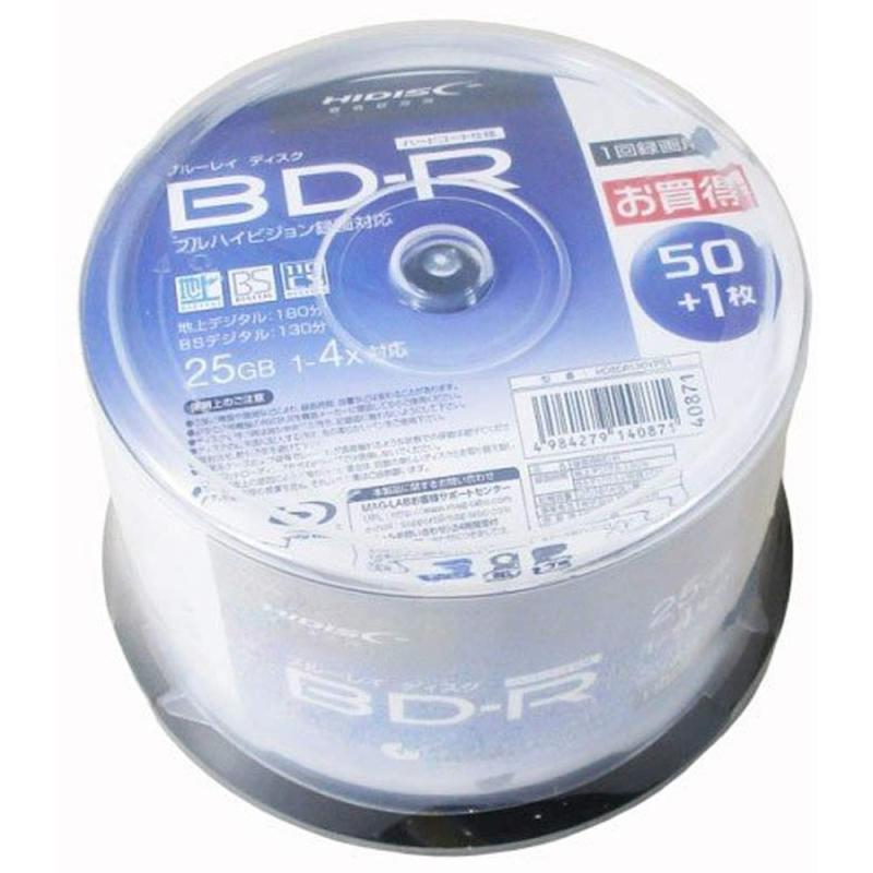 IDISC BD-R 1回録画 4倍速 25GB 51枚 スピンドルケース R130YP51