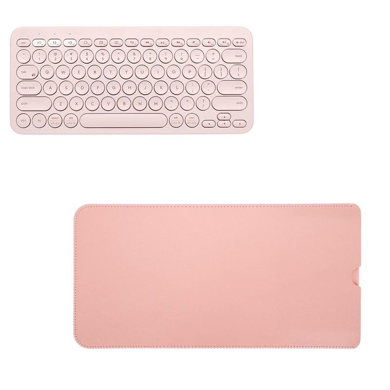 SHARP - K380用PUレザーキーボードスリーブ、防水性と耐摩耗性のキーボードカバー、軽量ポータブルキーボードケース、旅行/外出/学生/オフィス用(ピンク)