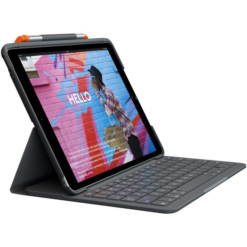 ロジクール iPad 10.2 インチ 対応 第9世代 第8世代 第7世代 キーボード iK1055BK グラファイト SLIM FOLIO 薄型 Bluetooth キーボード一体型 ケース