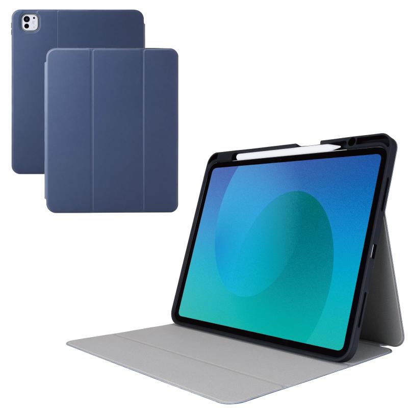 エレコム iPad Pro 13インチ (M4) ケース カバー オートスリープ/ウェイク フリーアングル スタンド Apple Pencil収納 TB-A25PLSA