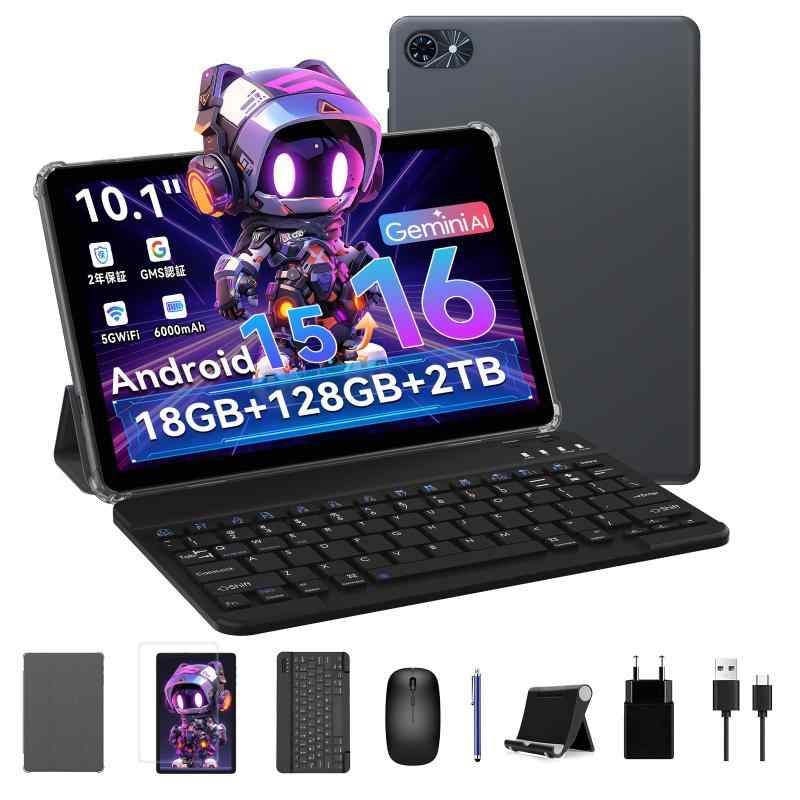Android 15 タブレット セット登場 wi-fiモデル T80 タブレット 10インチ キーボード付き 18GB+128GB+2TB拡張、6000 Type-C充電 1280*800 Incell IPS画面 2.4G＆5G WiFi/5.0 無の商品画像
