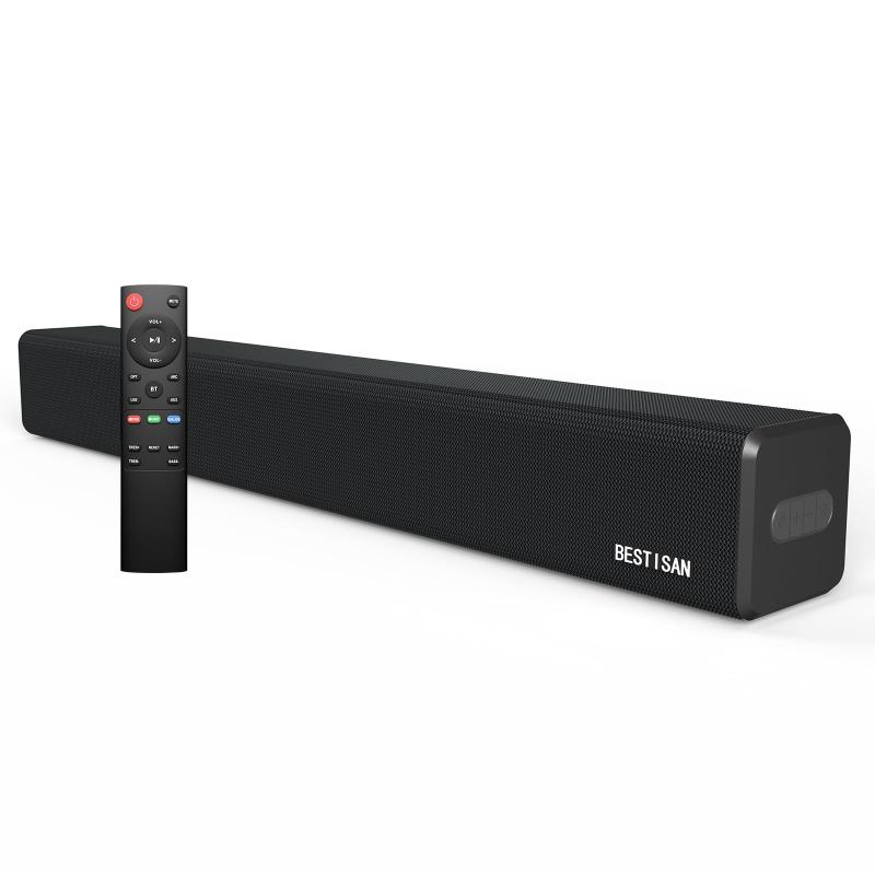 BESTISAN サウンドバー SG01テレビ用スピーカー 2.0ch PC用Sounar シアターバー フルレンジスピーカー リモコン付き Bluetooth/USB/デジタル/AUX/DMI(ARC)対応 テレビ/サブウーファー/パソコン/スマホ適