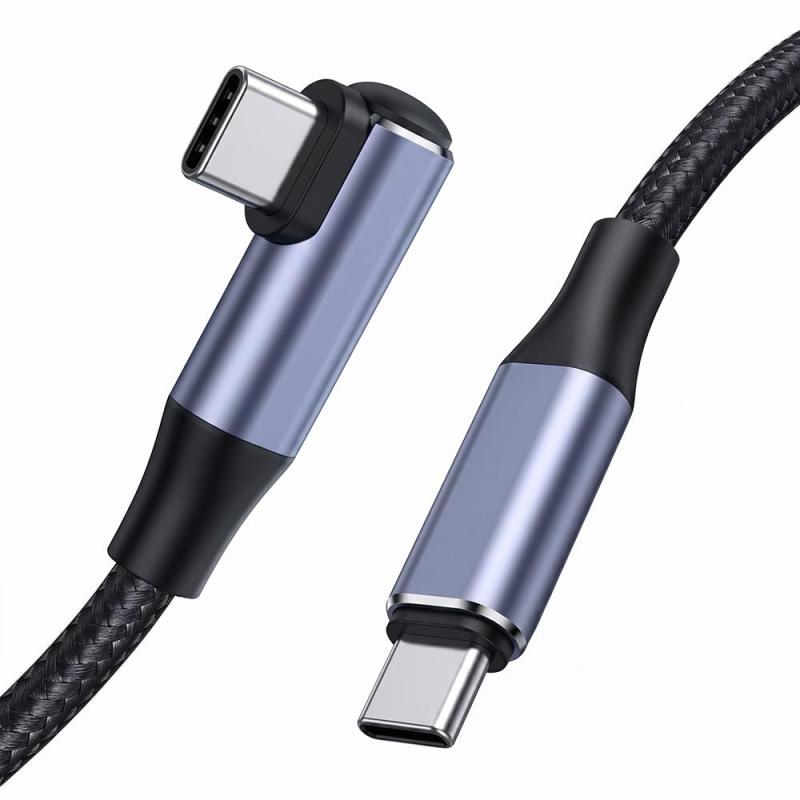 USB Type C ケーブル L字 100W/5A PD対応 QC 4.0急速充電 高速データ転送 高耐久ナイロン編み Type c to Type c タイプC 充電ケーブル MacBook Pro、iPad Pro/Air、iPad mini 6、