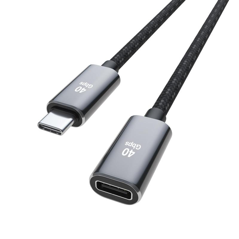 USB4 延長ケーブル 40Gbps高速データ転送 100W/5A PD急速充電 8K@60z映像出力Thunderbolt 4 延長対応 USB Type-c 延長ケーブル デスクパソコン/スマートフォン/ラップ/タブレット