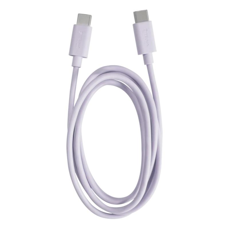 イツワ商事 パステルカラー USB Type-C to Type-C ケーブル, 1.0m 高速データ転送 480Mbps, 5色展開 (パープル/ブルー/ピンク/ホワイト/ベージュ), 20V3A 急速充電対応