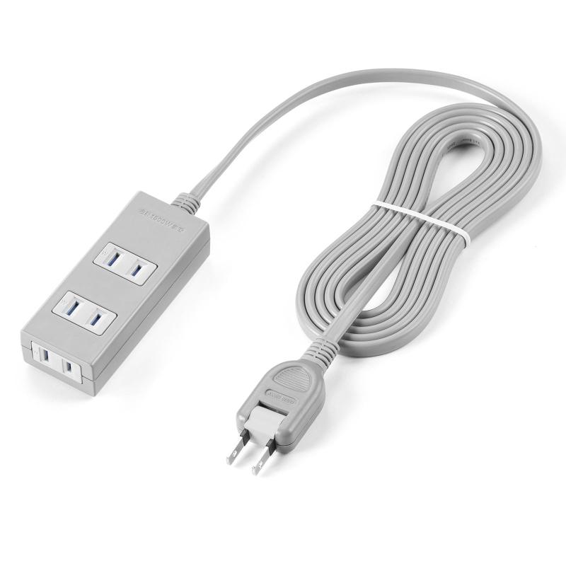 ダイレクト 電源タップ 2P 2m マグネット 雷ガード シャッター スイングプラグ トラッキング予防 700-T053_063-2