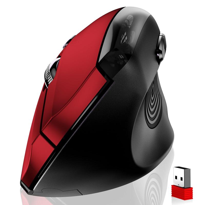 大型縦型マウス 人間工学 ワイヤレスマウス 2.4G 多ボタン 光学式 コードレス 3段階DPI調整 800/1200/1600 無線 USB…