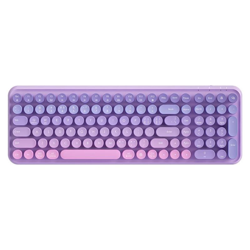 ワイヤレスキーボード、テンキー付きフルサイズ、グラデーションデザイン、USB接続、静音設計