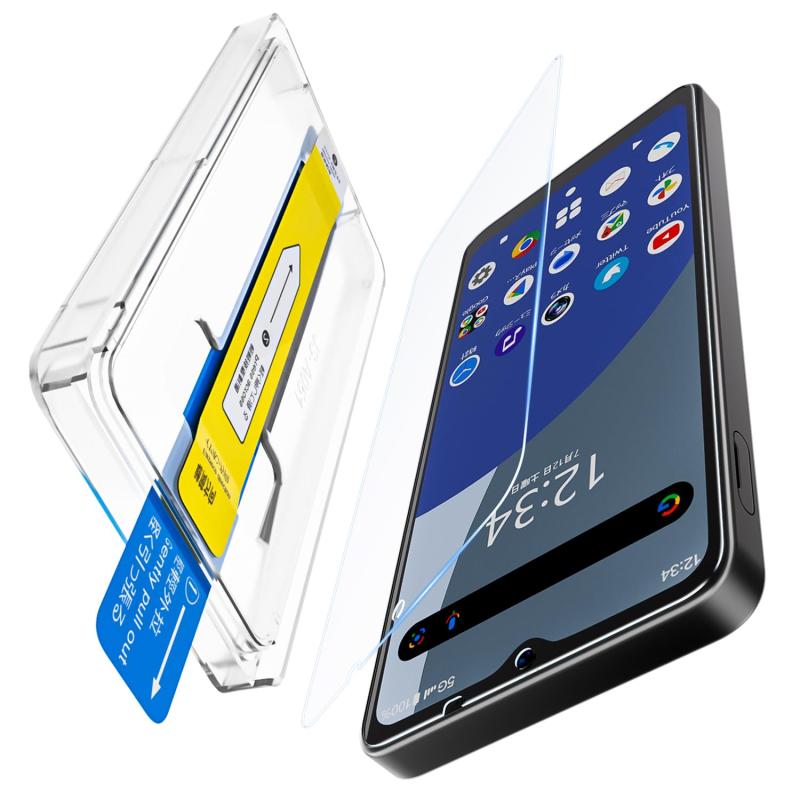 [革新的なガイド枠] AQUOS Wish4/Wish5/R9/R10/Sense9用 ガラスフィルム 硬度9 全面保護 超鮮明な画質 Wish4フィルム 目に優しい 画面保護 シート 気泡レス 自動吸着 貼りやすい 指紋防止 飛散防止 強