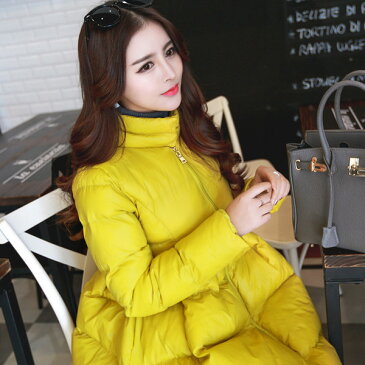 2017秋と冬の新しい綿詰めロングスカート学生のスリム韓国語バージョン黄色のA型パッド入りパンスーツ