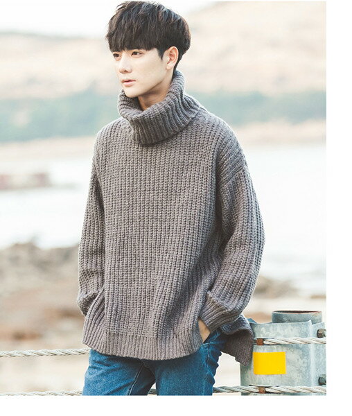 人気特価激安 小さな新鮮でゆるい学生のハイネックのセーター男性の日本の冬の傾向は 太めのパーソナライズされたニットのセーター 格安即決 Smartfin Biz