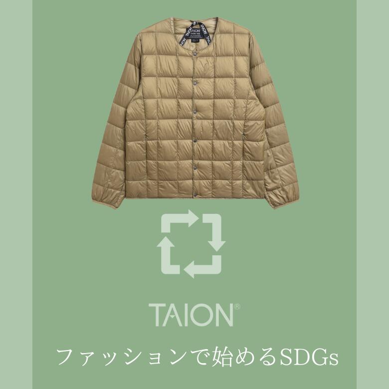 【最短 翌日 お届け】TAION-104-ECO タイオン 体温 クルーネック ベーシック ボタン クルーネックボタン ダウンジャケット ベージュ 温活 タウンユース ゴルフ コンパクト 薄手 収納袋 ライトダウン コーデ ライトダウン