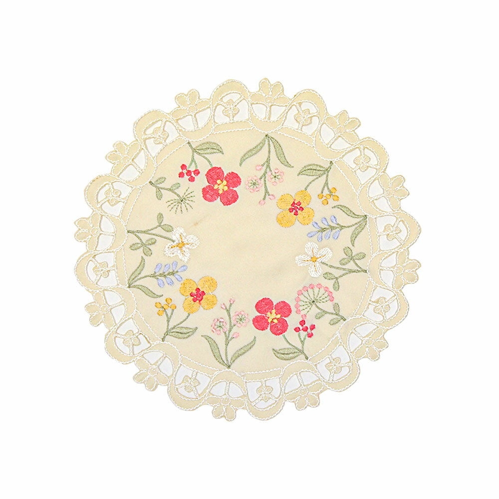 刺繍ドイリー フラワー【花器やオブジェの敷物にも　ドイリー　インテリア　飾り布　花柄　かわいい　..