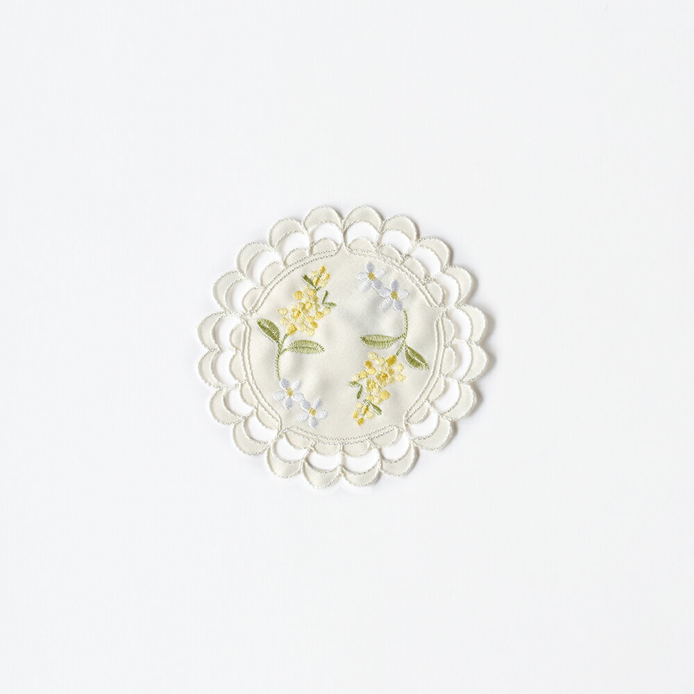 刺繍コースター ミモザ
