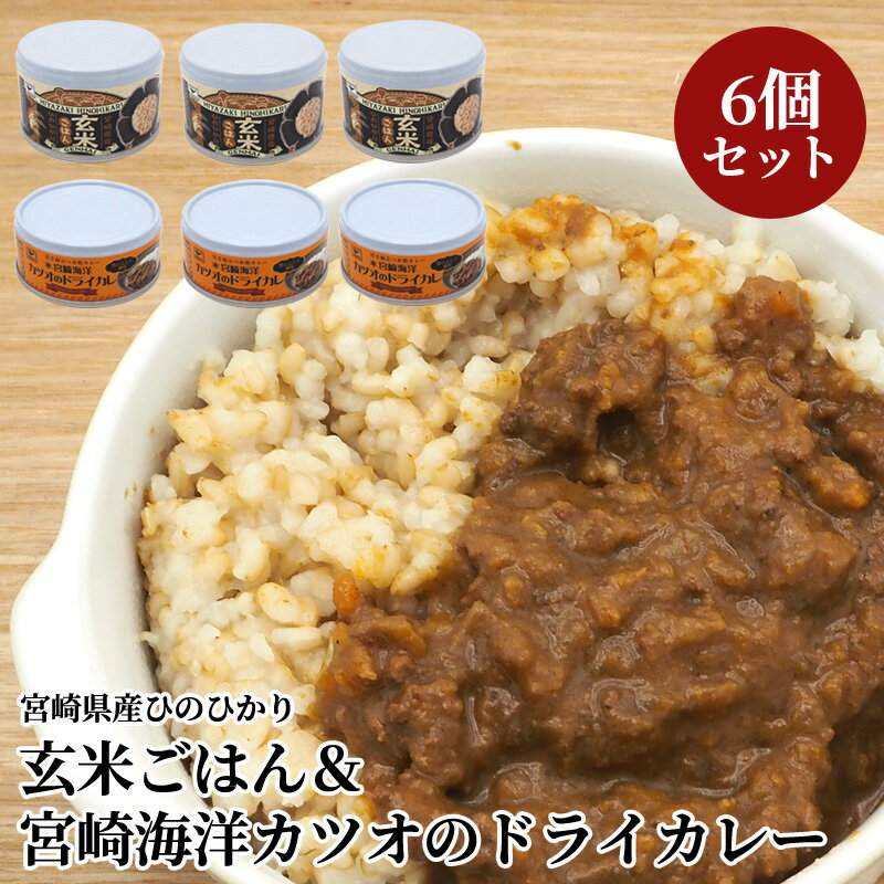 缶詰 宮崎産玄米ごはん＆宮崎海洋カツオのドライカレーセット 6個入り | キャンプ アウトドア非常食 保存食 長期保存 長期保存食品 ごはん ご飯 缶詰ごはん 備蓄食品 防災 長期 非常用食品 災…