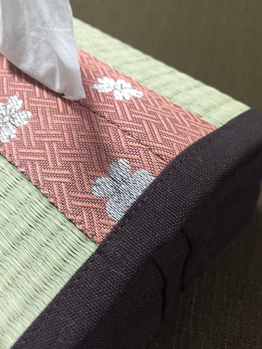 愛知県春日井市の名人 若旦那が作る 手作り畳み小物 畳ティッシュカバー(花柄／桜)...