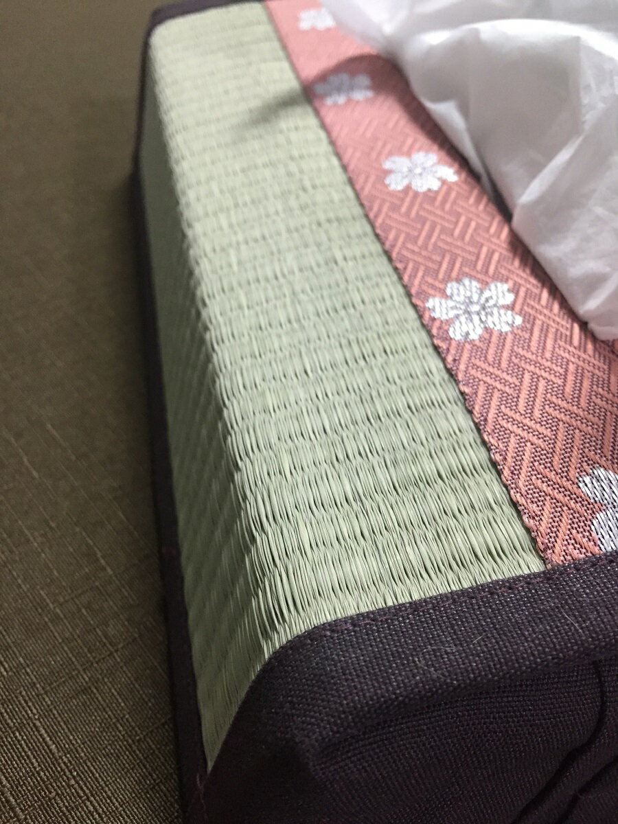 愛知県春日井市の名人 若旦那が作る 手作り畳み小物 畳ティッシュカバー(花柄／桜)...