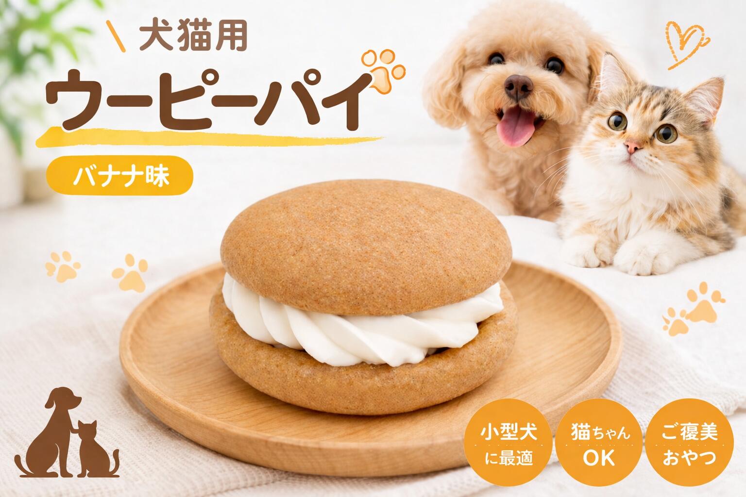犬猫兼用 ペットケーキ マカロン風　ウーピーパイ バナナ味　1個　PartnerFoods パ...