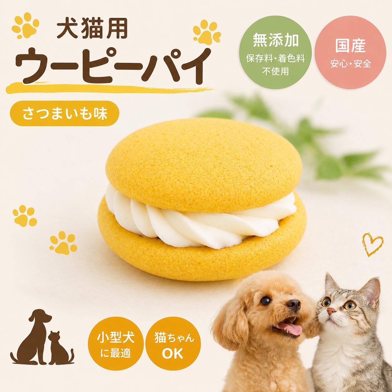 犬猫兼用 ペットケーキ マカロン風　ウーピーパイ さつま芋味　1個　PartnerFoods パートナーフーズ