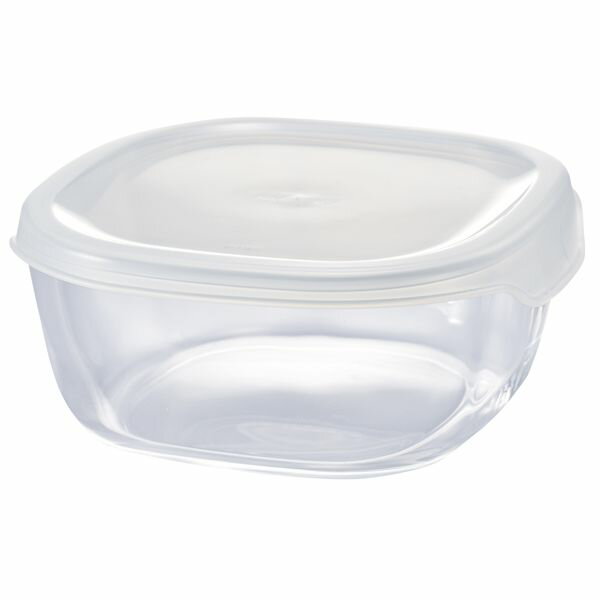 耐熱ガラス製保存容器・角600 透明ホワイト 24個セット