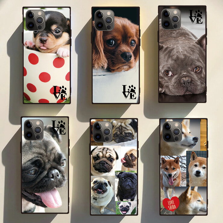 乐天商城 - iPhone16 16Pro 16ProMax 16Plus ケース カバー iPhone15 pro max 15plus ケース 背面ガラス ケース スクエア 四角 iPhone 14 pro max ケース iPhone13 Pro 強化ガラス 軽量 おしゃれ 犬 パグ ぶさかわ レトロ 選べる10デザイン