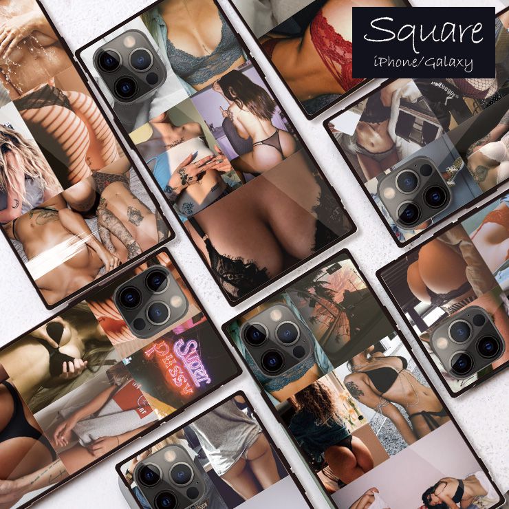 iPhone16 16Pro 16ProMax 16Plus ケース カバー iPhone15 pro max 15plus ケース 背面ガラス ケース スクエア 四角 iPhone 14 pro max ケース iPhone13 Pro 強化ガラス 軽量 おしゃれ セクシー お尻 胸 エロ コラージュ 韓国 ペア 可愛い 選べる10デザイン