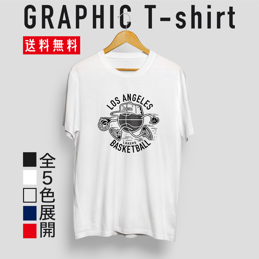 乐天商城 - quebra ケブラ LOS ANGELES バスケットボール Tシャツ ストリート グラフィックデザイン おしゃれ かわいい プレゼント オールシーズン 春夏 ユニセックス 男女共用