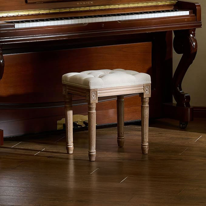 【代引き不可】オットマン　40x30x46cm【木製 家具 ベンチ 一人掛けソファ イス玄関 フレンチシック フレンチスタイル 木製 フランス シューズ 玄関で靴を履く 時に座る 椅子】