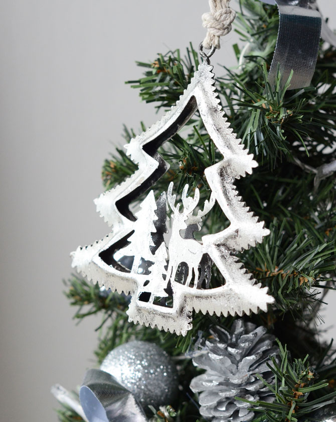 【クリックポスト便可】【メール便可】シルバーツリーオーナメント　VD-78【オーナメント クリスマスツリー 飾り 】052のサムネイル