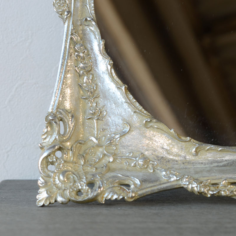 【OUTLET HM32 訳あり品】アンティークシルバーローズミラー 6539】 [2]