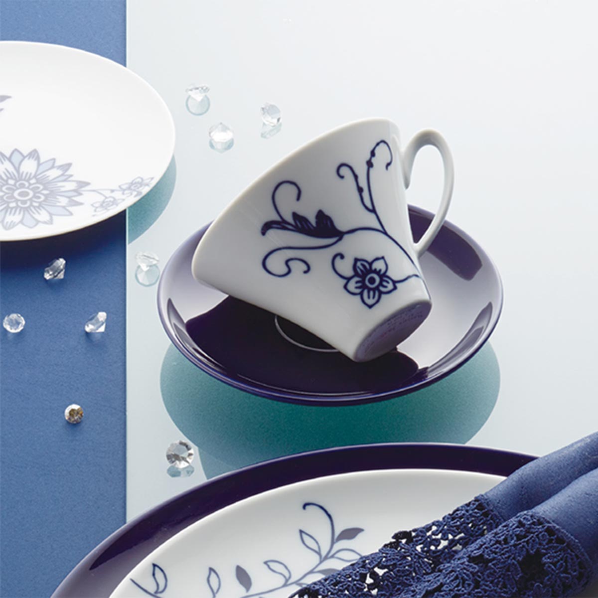 【取り寄せ商品】SPAL COBALT コバルト カップ＆ソーサー　SL0224cb【コバルトブルー 食器 おしゃれ モダン おもてなし パーティー 】のサムネイル