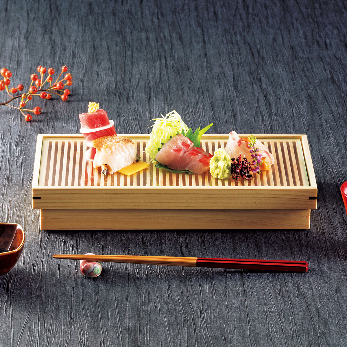 乐天商城 - 【取り寄せ商品】用美 YOUBI 桧 糸格子盛器【日本製】　32099【盛器 ひのき 木製 糸格子 懐石 和食 料亭 割烹】
