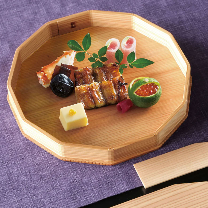 樂天商城 - 【取り寄せ商品】木曽杉・十二角皿 八寸 （EXP塗装加工）【敷皿 森皿 盛器 お弁当箱 木製 糸格子 懐石 和食 料亭 割烹 杉】