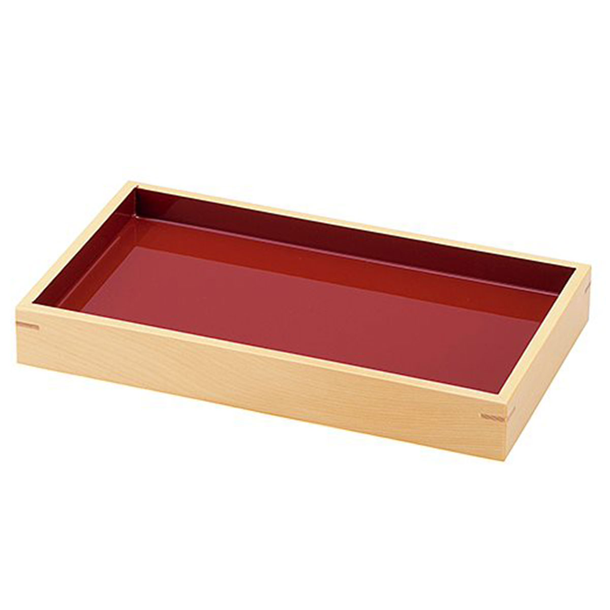 乐天商城 - 【取り寄せ商品】用美 YOUBI そば器 創・長角盛皿 内朱　竹すだれ付き　38515【うどん そば 竹かご ざる 懐石 和食器 おもてなし 和食 料亭 割烹】
