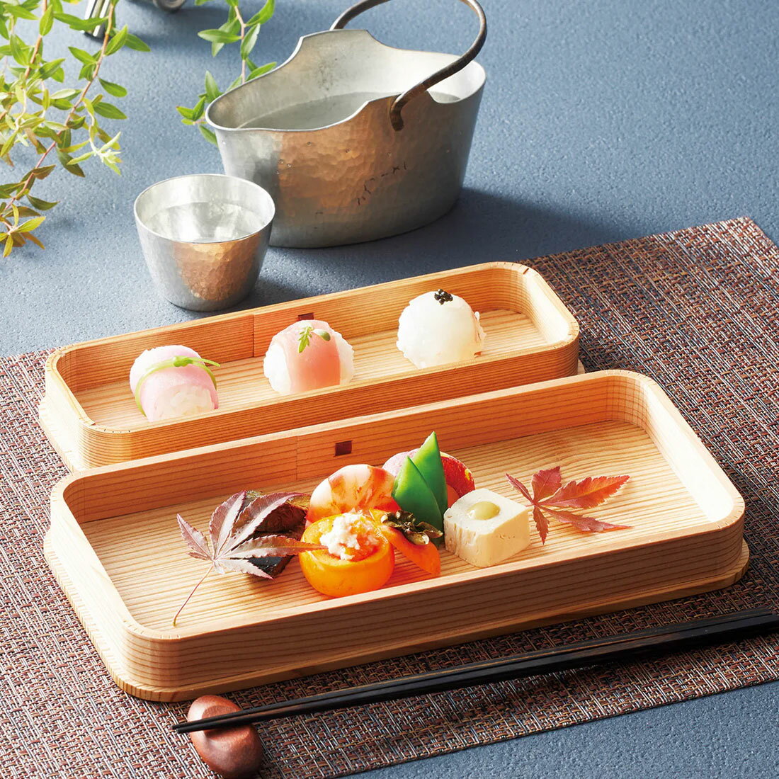 【取り寄せ商品】木曾杉・長方皿（ESP塗装加工）【和モダン おしゃれ おもてなし 和食器 トレイ トレー 長方形 割烹 寿司 和食 業務用 ..