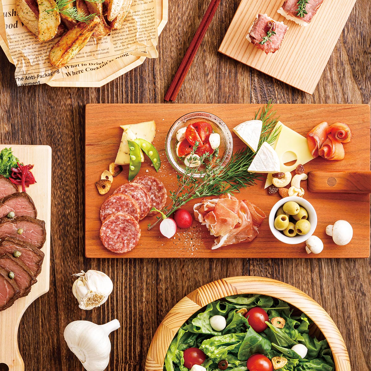 桜の道具たち・手付カッティングプレート【カッティングボード 木製 ディスプレイ トレー トレイ 木目 ..