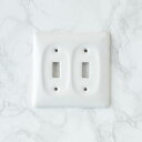 アメリカンスイッチプレートセラミック製2 ダブル【USA】陶器・磁器