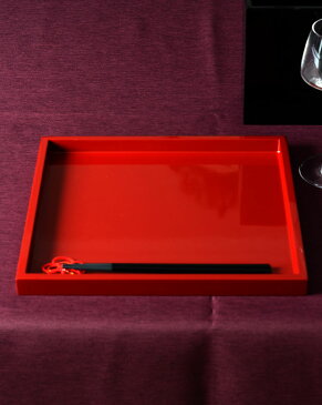 サイズトレー Mサイズ 赤【折敷 漆器 日本製 和食器 おしゃれ 和モダン ランチョンマット プレイスマット ランチマット テーブルマット お正月 おもてなし】