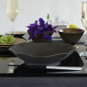 【取り寄せ商品】黒ひだ 23.5cm浅鉢 0031【和食器 おしゃれ 花型 おしゃれ 黒 かわいい 日本製】
