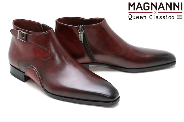 予約商品 マグナーニ MAGNANNI メンズ ドレスシューズ 66655wird マグナーニ × クインクラシコ/サイドジップブーツ ワインレッド クインクラシコ限定モデル 別注 スペイン製