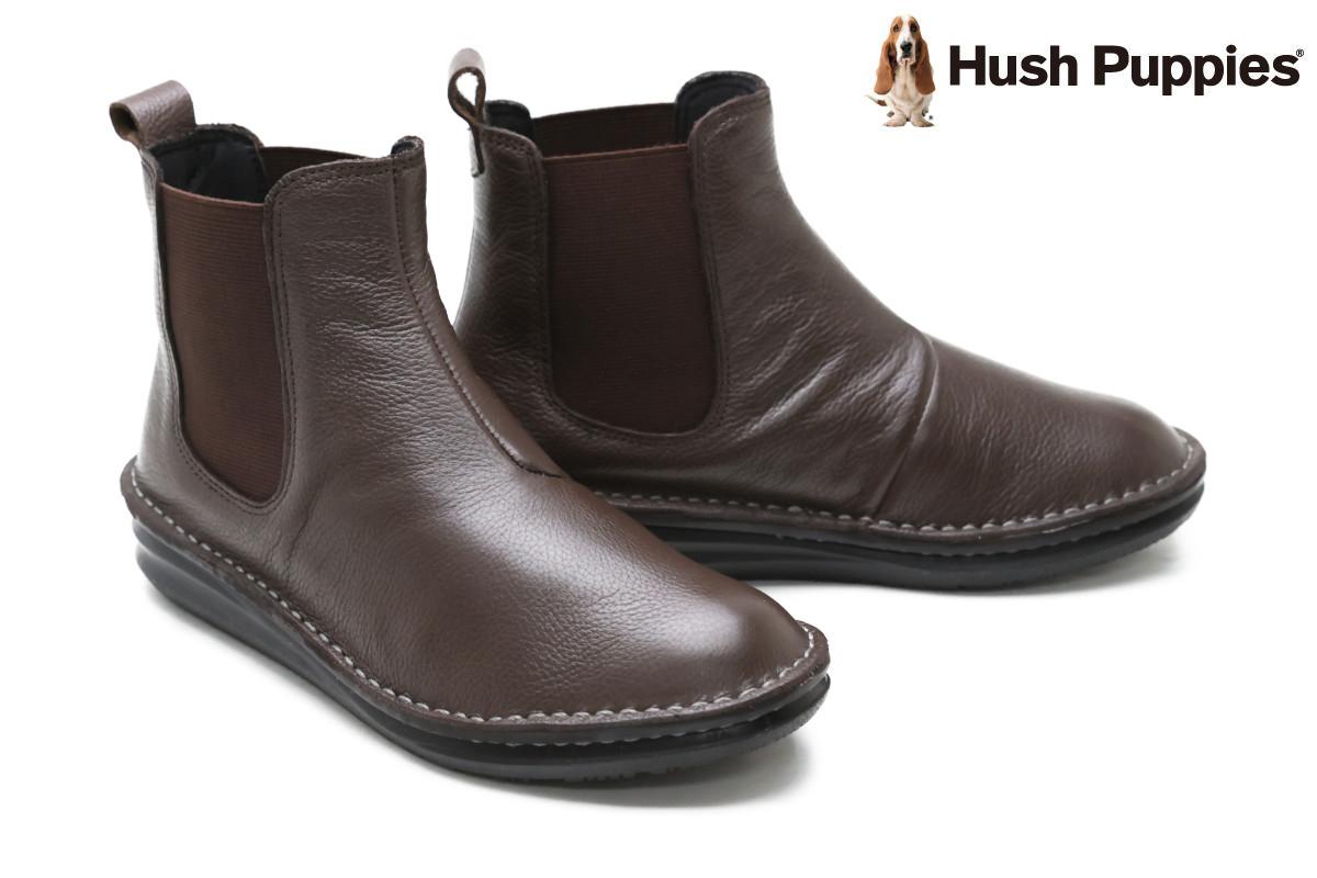 ハッシュパピー ブーツ レディース ハッシュパピー レディース サイドゴアブーツ ダークブラウン Hush Puppies l-6100tdbr