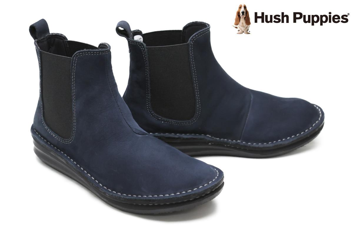 ハッシュパピー ブーツ レディース ハッシュパピー レディース サイドゴアブーツ ヌバック ダークネイビー Hush Puppies l-6100tdnvnub