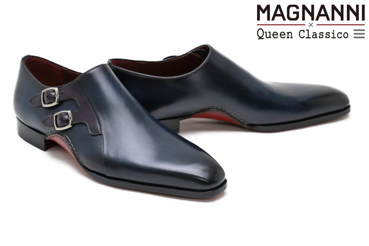 マグナーニ MAGNANNI メンズ ドレスシューズ 24142dbl マグナーニ × クインクラシコ ダブルモンクストラップ ダークブルー スペイン製