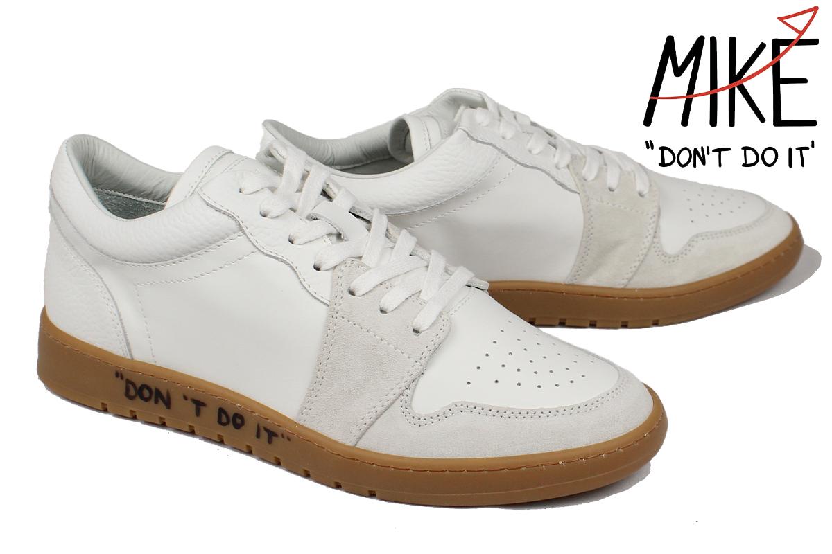 MIKE DON'T DO IT スニーカー メンズ ホワイト レザースニーカー ローカット スエード 白 イタリア製 本革 クインクラシコ White OffWhite ddsh01-030