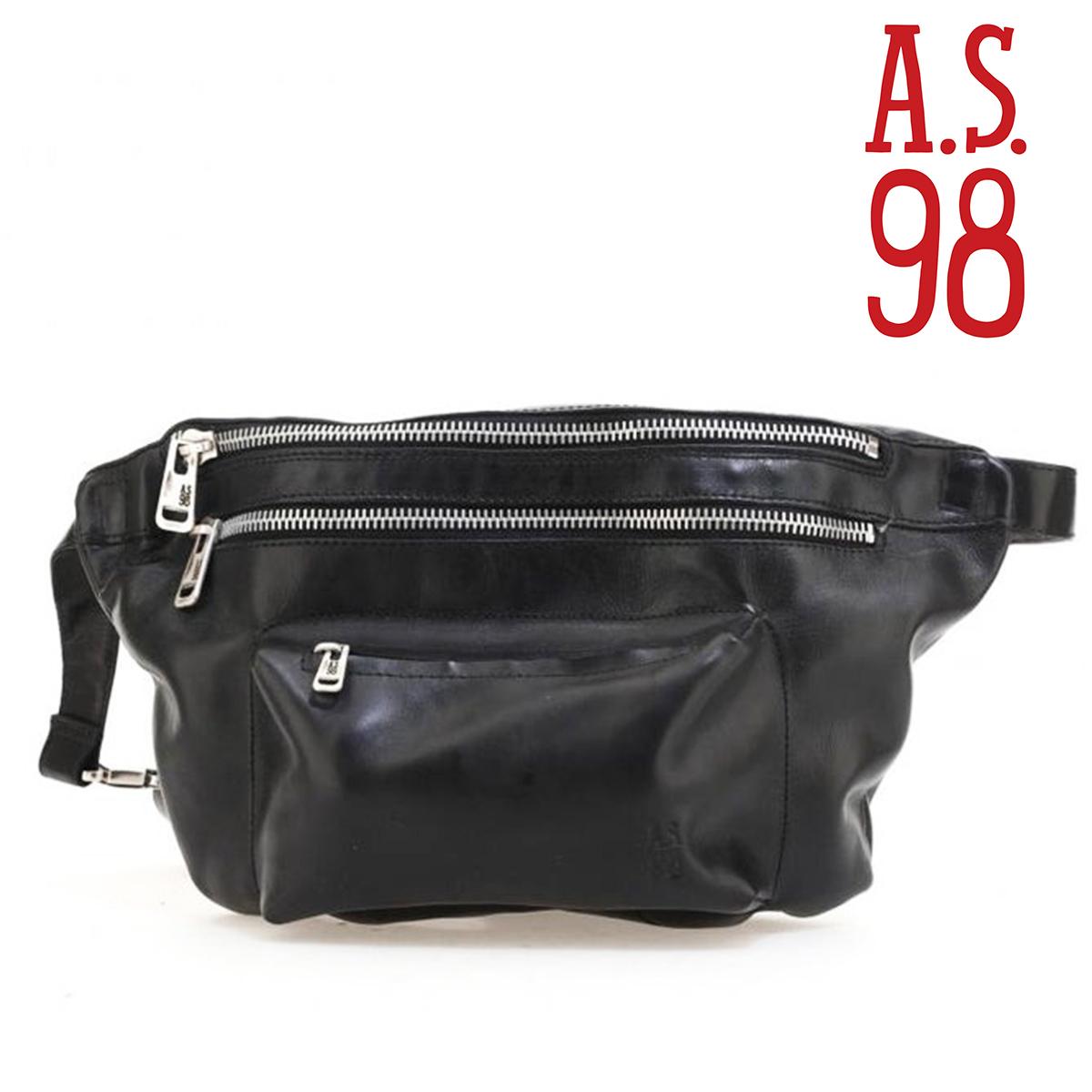 乐天商城 - 【平日10時までのご注文で即日出荷！】 エアーステップ98 バッグ エアバッグ A.S.98 200765 ボディバッグ イタリア レザー 本革 高級 コンパクト 収納 ヴィンテージ 手作業 男女兼用 ブラック