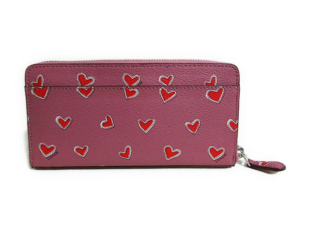 【スペシャル】Coach コーチ ジッパーラウンド 長財布 ハート プリント アコーディオン ジップ 53885 ピンク【新品】COACH BXD HEART PRINT COATED CANVAS ACCORDION ZIP (Style F53885 SV/PK) SV/Pink