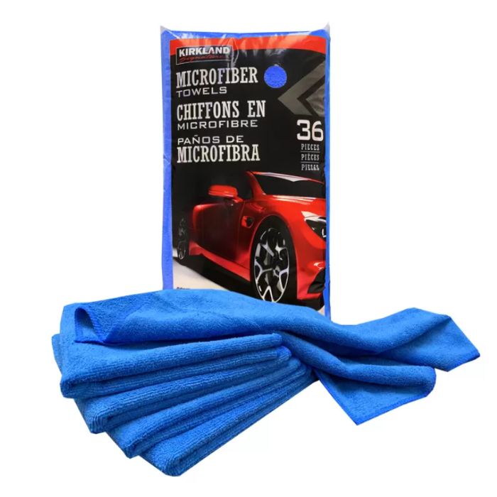 コストコ マイクロファイバータオル ブルー 36枚入 カークランド 青色 洗車 車内清掃 掃除 拭き上げ カー用品 高い吸水力 厚織り 80％ポリエステル 20...