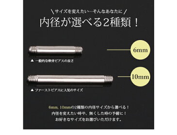 ボディピアス パーツ 16G シャフト ネジバーベル 選べる6mm/10mm 16Gストレートバーベルシャフト ネジ式 316Lサージカルステンレス ストレートバーベル 軟骨用 ヘリックス トラガス 耳たぶ ストレートピアス なんこつピアス 耳